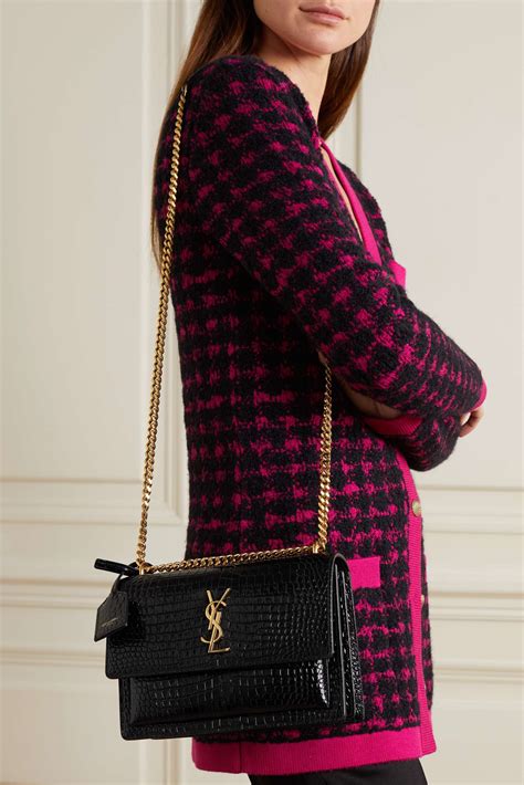 ysl small sunset croc bag|ysl sunset bag crocodile.